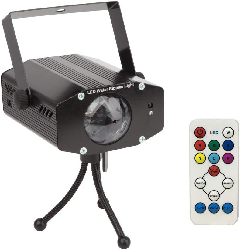 Disco Lights 7 Colors LED Water Ripples Effect Light Projector Stage Lights Party Lights Sound Activated with IR Remote Control Microphone for DJ KTV Disco Christmas Halloween Parties