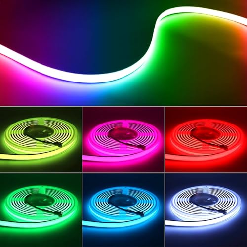 Image of Addressable COB LED Strip, IP68 Waterproof 24V 3.28ft WS2811 RGB-IC Dream Rainbow Color Black PCB LED Tape 720LEDs /m with Silicone Tube for Outdoor Decor Lighting (Without Controller and Power Supply)