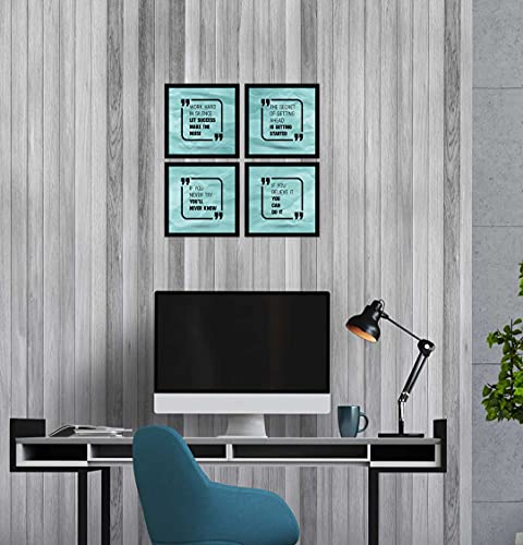 Image of ArtX Paper Motivational Quotes Work Hard Wall Art Painting, Framed Paintings For Home Office Decor 20 X 20 inches (Combined), 10.0 X 10.0, Multicolor Posters With Frame, Set of 4