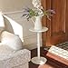MaxSmeo Drink Table, Small Side Table for Small Spaces, Modern Round End Table with Fluted Wood Leg, White