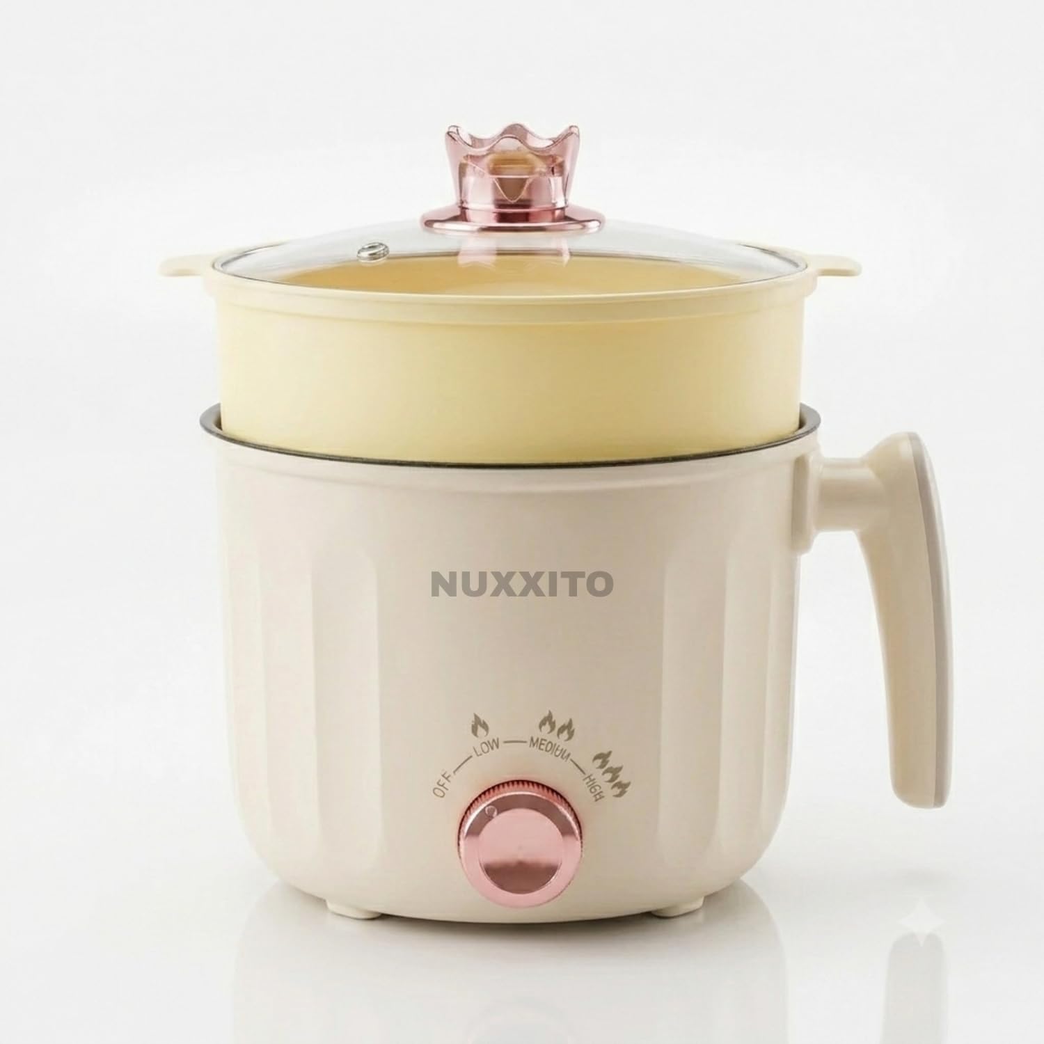 2-in-1 Cook & Steam Multi-Function Electric Cooker with 1.5L Kettle Pot 600W Fast Heating Non-Stick Pot For Idli, Momos, Egg, Noodles, with Strong Grip & 3 Flame Levels for Kitchen, Camping-image-47