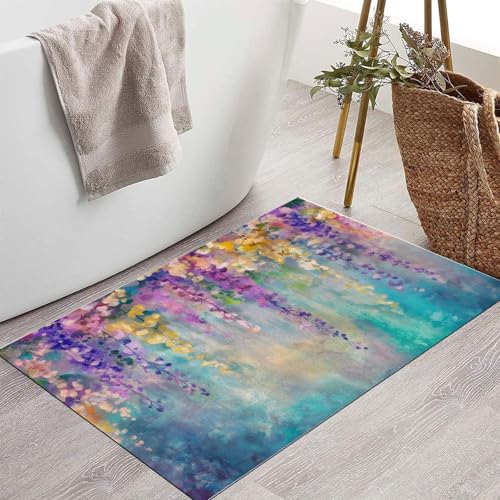 Tapis de sol antidérapant 80x120cm au design fleurs vintage