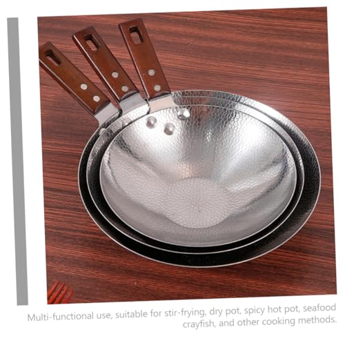 Wok de acero inoxidable 22 cm con mango de madera miniatura 5