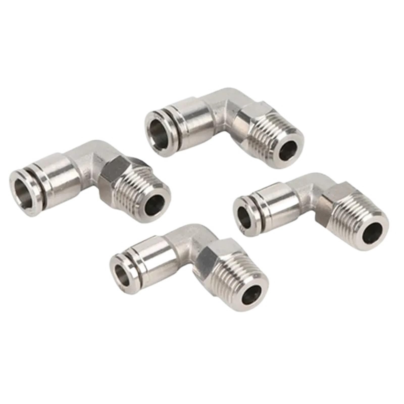 SERDAS PL4-02 PL Pneumatischer Edelstahlverbinder BSP4 mm-12 mm Schlauch, 1/8 Zoll, 1/4 Zoll, 3/8 Zoll, 1/2 Zoll Außengewinde, pneumatisches Rohr, Winkelverbindungsrohr (PL4-02), 4 Stück