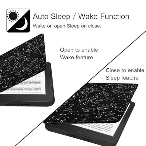Image of MOCA Case for Kindle Paperwhite 12th Gen 7 inch (2024) & Kindle Colorsoft 7 inch (2025), Slim PU Leather Cover with Auto Wake /Sleep, Magnetic Closure, Lightweight (Black Constalltion)