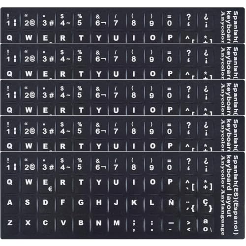 NIANOPKM 5 Pcs Pegatinas para Teclado Español de Repuesto, Español Pegatinas Teclado