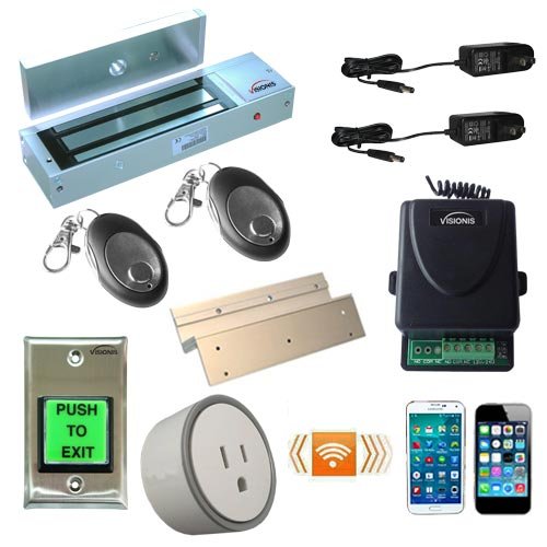 Top Rated Visionis FPC-5211-VS One Door Access Control Inswinging Indoor 1200lbs Electromagnetic Lock Kit with Wireless Receiver Remote and Smartphone Controlled WiFi Kit