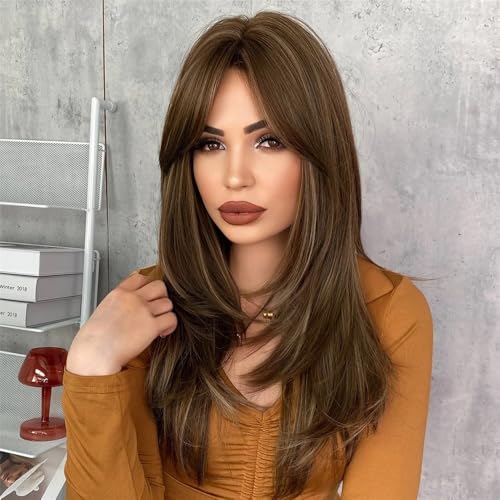 Perruque synthétique longue et lisse blonde miel thermorésistante - 6