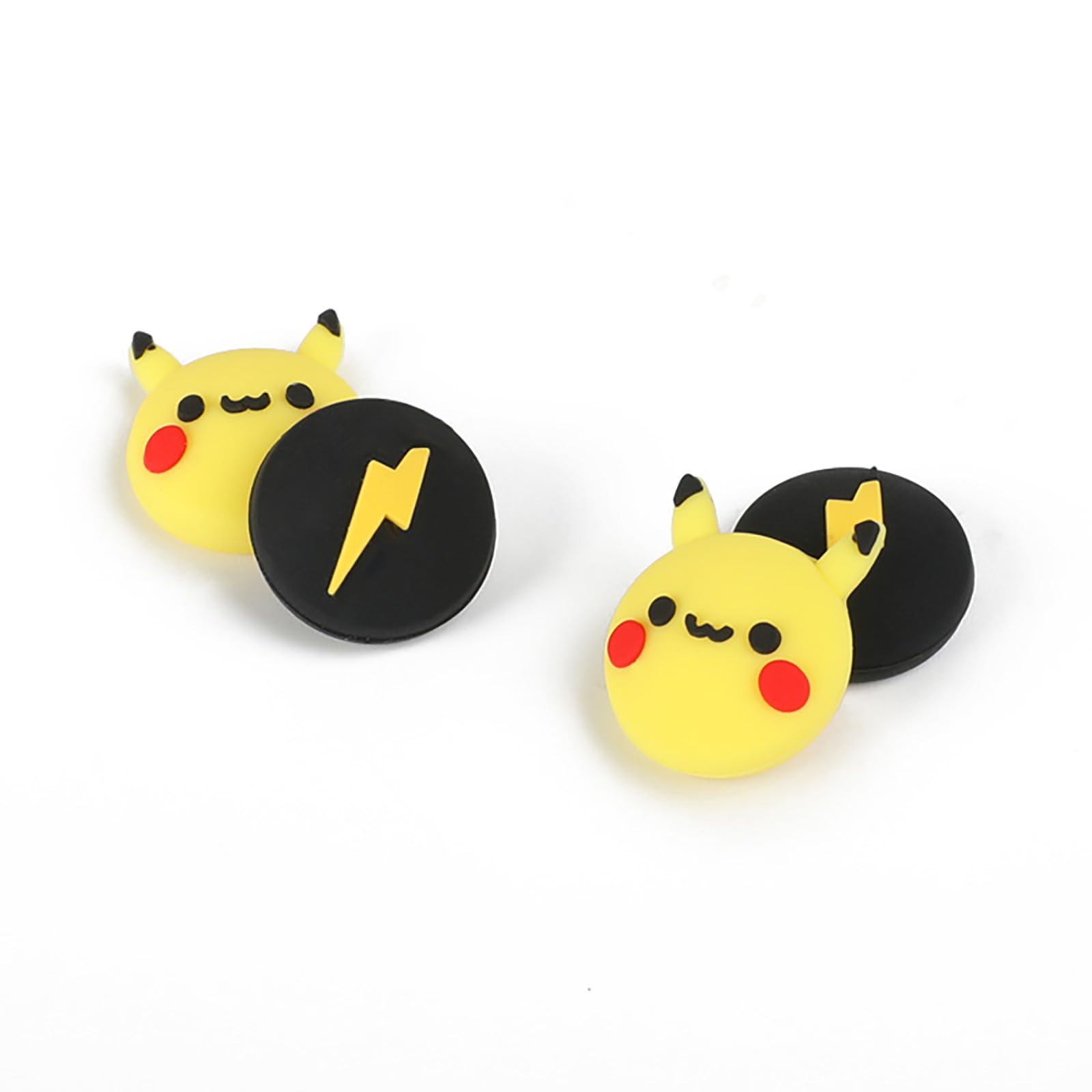 PERFECTSIGHT Cute Thumb Grip Caps for Switch 2, PS5 PS4 Xbox Series X/S Xbox One Switch PRO Controller Steam Deck, 4PCS Soft Rubber 3D Thumbsticks Button Joystick Cover Set, Yellow Pika