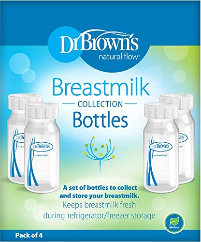 Dr. Brown's Breastmilk Collection Bottles 4 oz 4 Count (Pack of 4, White)
