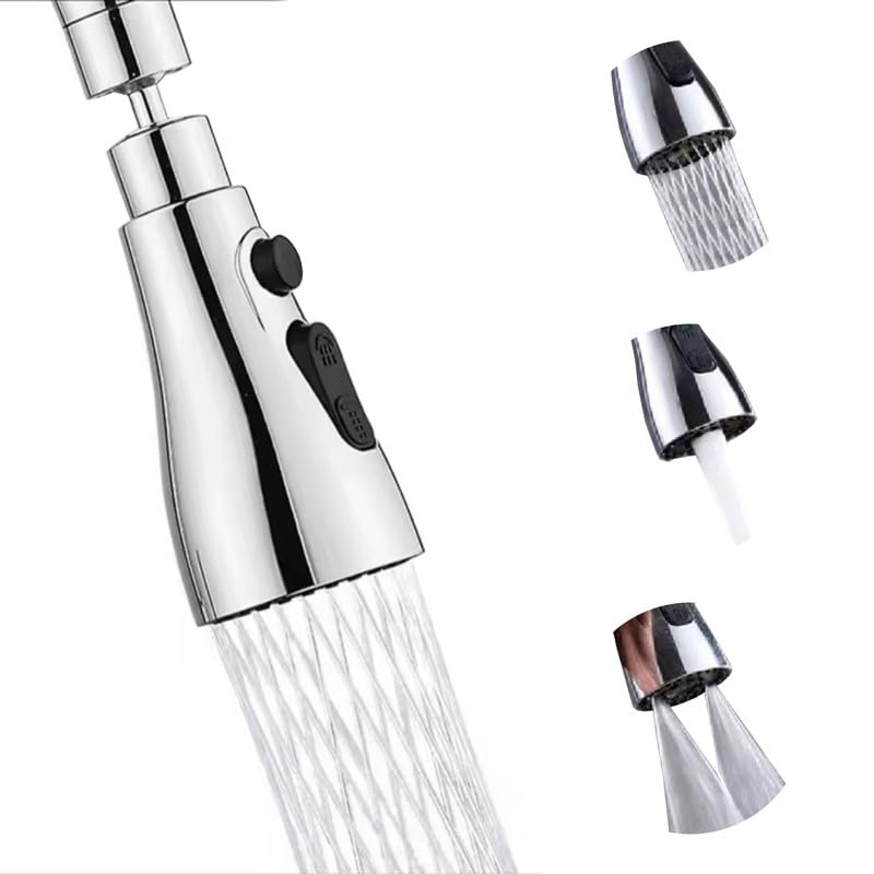 Image of Acetap 3 Mode Flexible Tap Extender for Kitchen Sink - 360 Rotating Faucet Attachment, Splash-Proof, Water-Saving, Easy Installation, Universal Fit Nozzle for Washing, Cleaning & Filling