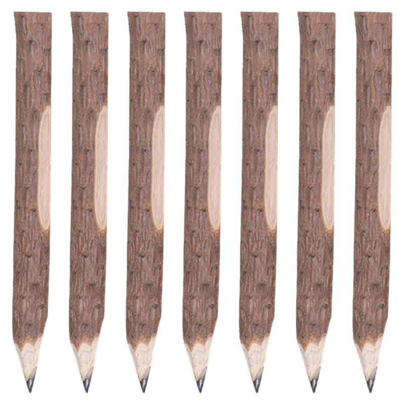 NUOBESTY 7pcs Rustic Tree Branch Pencils Natural Wood Bark Pencils for Birthdays Holidays Parties Comfortable Grip for Home Office Use