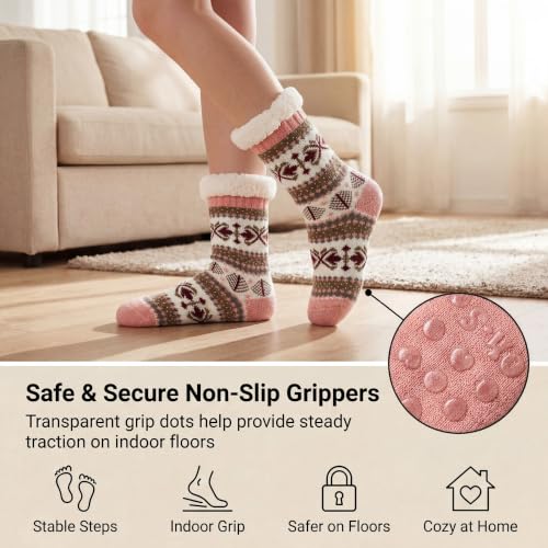 Image of The Metluks Women's Fuzzy Slipper Socks with Non-slip Grippers, Sherpa Lined Warm Cozy Gift Socks