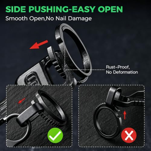 Image of FEGVE Small Titanium Key Chain Rings, Side Push Keychain Ring, Rustproof | Side Push Easy Open, Gr5 titanium alloy, Ultra-light, Corrosion-proof, Anti-deform, for House Car Work Keys