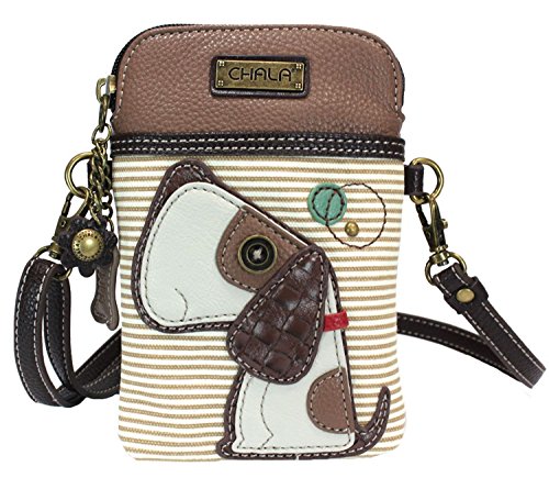 Chala Toffy Dog Cellphone Crossbody Handbag - Convertible Strap (Brown Stripe)2