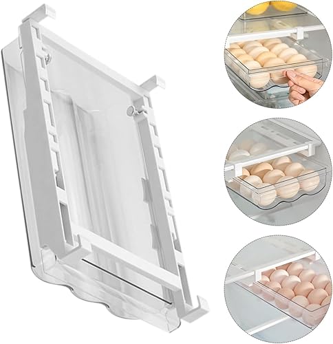 Miniatura 7 de SOLUSTRE Cajones de almacenamiento para refrigerador, cajones de almacenamiento de huevos, contenedores de alimentos frescos para congelador,