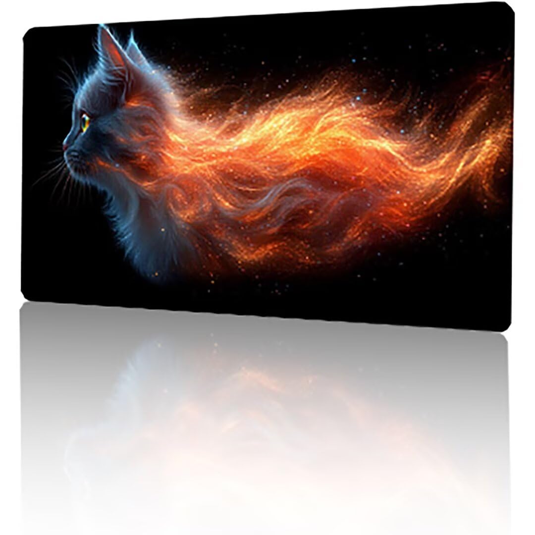 Negro Alfombrilla Gaming Gato Alfombrilla Ratón XXL 160 x 80 cm, Extendido Lmpermeable Antideslizante Gaming Mouse Pad Mejora la Precisión y la Velocidad, para Jugadores, Escritorio Decor T-5136