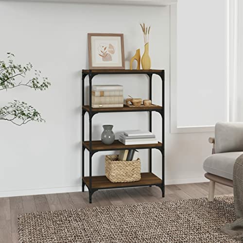Cinyiqo Estantería contrachapada y Acero Roble marrón 60x33x100 cm, Libreria Estanteria, Muebles Auxiliares, Estanterias Almacenaje, Mueble Almacenaje, Mueble Organizador - 819331
