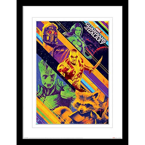 Pyramid International Poster encadré Marvel Les Gardiens de la Galaxie Édition Collector (Collage Bordure Blanche) 30 cm x 40 cm - Produit officiel