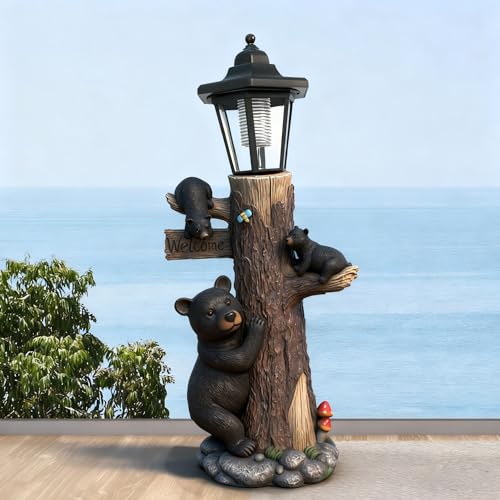 Décoration extérieure d'ours pour cour et terrasse avec éclairage solaire