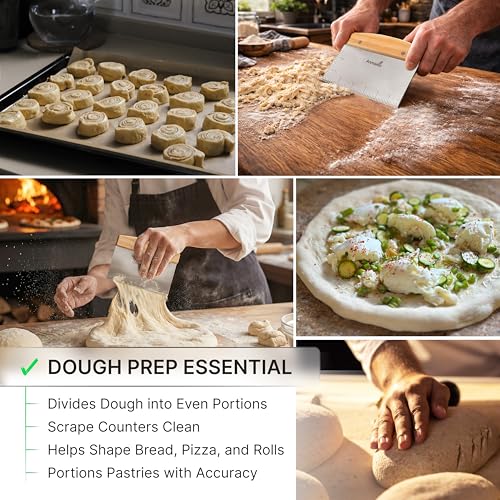 Image of Stainless Steel Metal Griddle Scraper Chopper - GreatA‚ as Dough Cutter for BreadA‚ and Pizza DoughA‚ - MultipurposeA‚ Kitchen Utensil for Flat Top Griddle - Commercial Quality