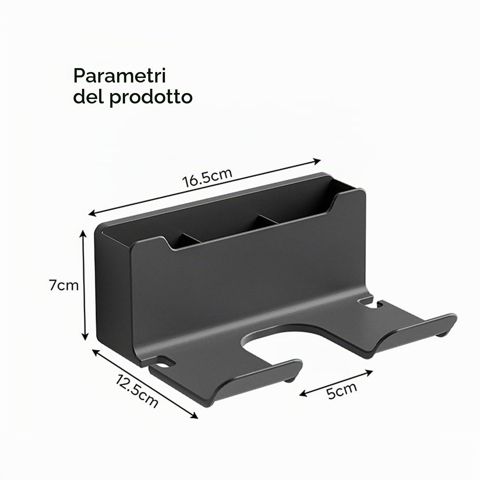 Supporto per Asciugacapelli Senza Forare Porta Asciugacapelli da Parete | Supporto Organizzatore per Asciugacapelli Senza Foratura, Autoadesivo Adatto per Hotel, Bagni, Barbieri (Nero)