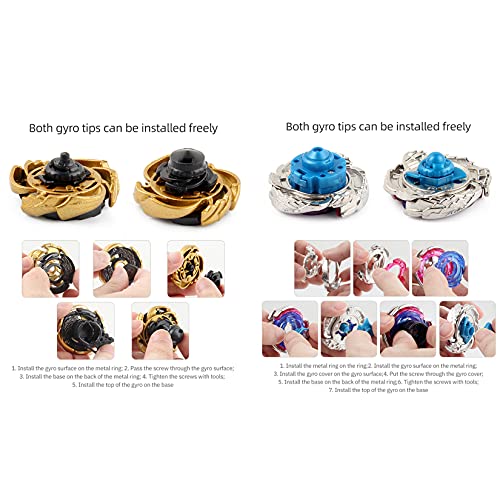 image for AIBREAY Gyros 6 Pieces Pack, Battling Tops Metal Fusion Starter Set wi