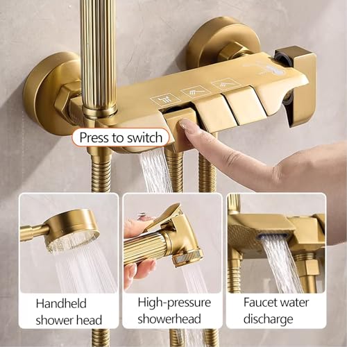 Pommeau de douche effet cascade doré à haute pression pour optimiser le débit d'eau