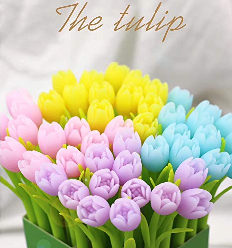 Set de 8 bolígrafos de gel con diseño de flor tulipán