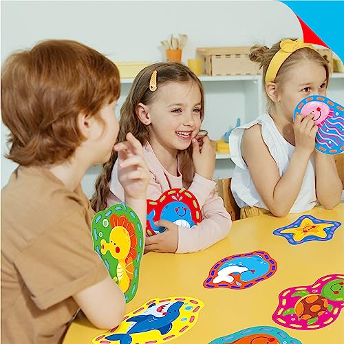 Image of 9 Pieces Kids Lacing Cards, Double Sided Sewing Cards in 9 Sea Animal Cards with 9 Colorful Laces, Lacing Toys for Developing Imagination for Kids, Educational and Learning Activity