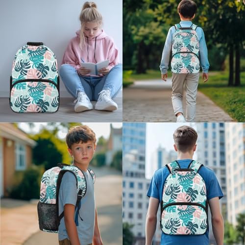 Xoenoiee Palm Leaf Pattern Backpack Set for Teens Girls Boys School Bookbag with Lunch Box Pencil Case Water Bottle Holder 4 in 1 School Bag Set2