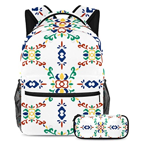 Sac à dos à motif rouleau multicolore ensemble de 2 pièces avec trousse école