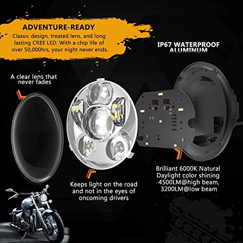 image for SUNPIE 5-3/4 5.75 inch Black Aluminum Metal Head light Compatible with