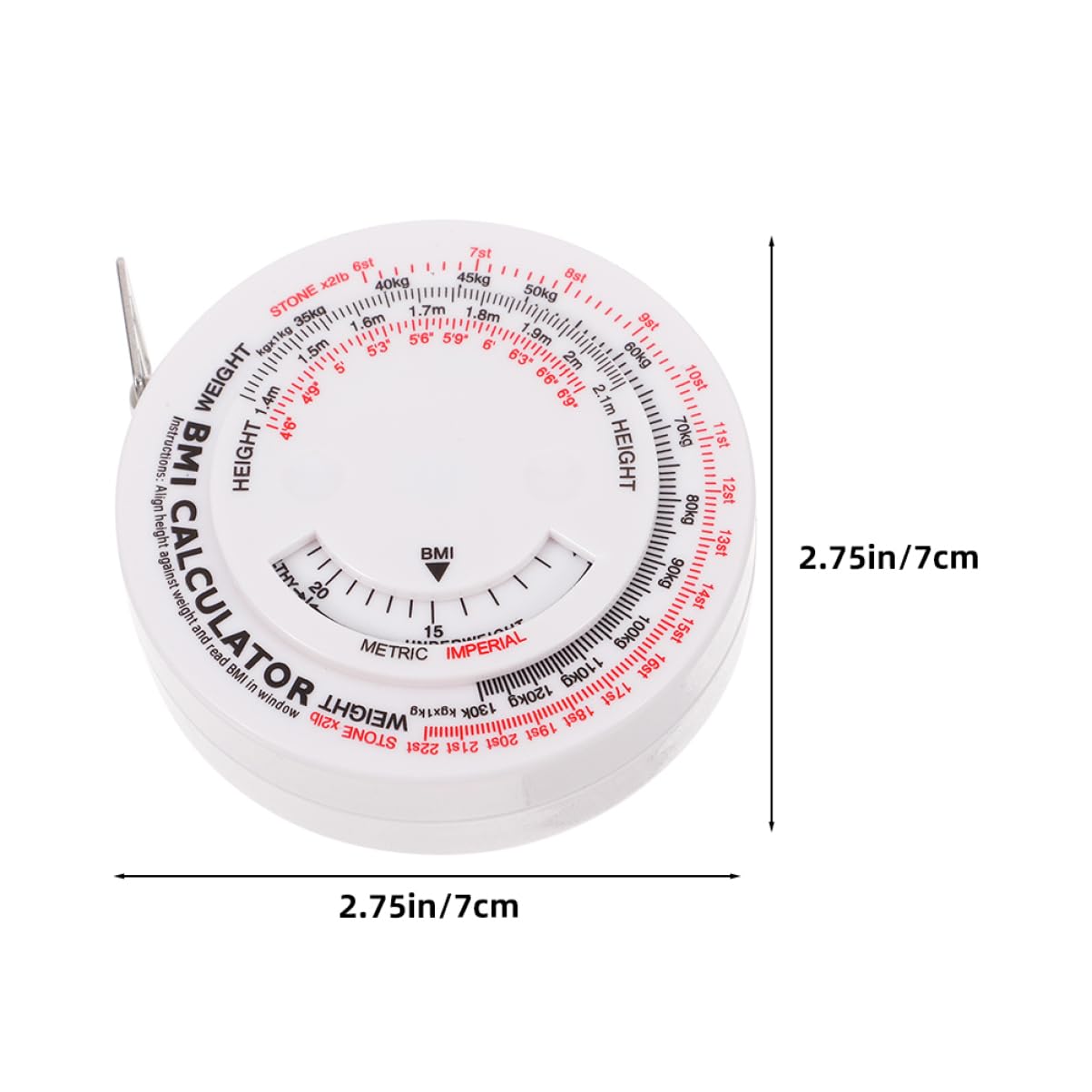OHPHCALL Accurate Body Measuring Tape 1.5m Retractable Bmi Calculator for Fitness Tracking