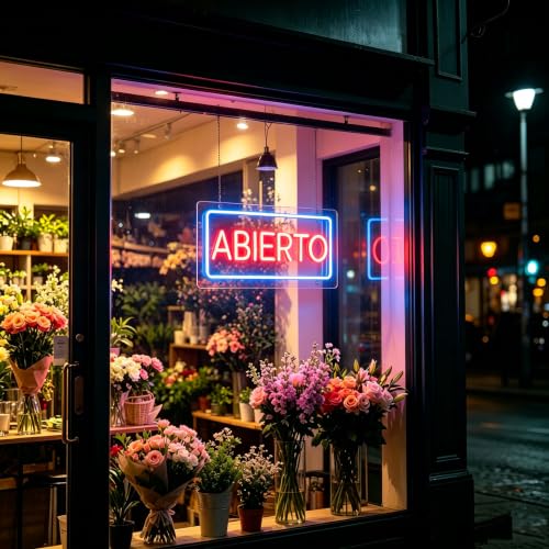 Image of ABIERTO Spanish Open Neon Sign, 5V USB Home Lighting, Modern Decor, Stylish Lighting, Business Open Sign for Bar Restaurant Coffee Salon Store
