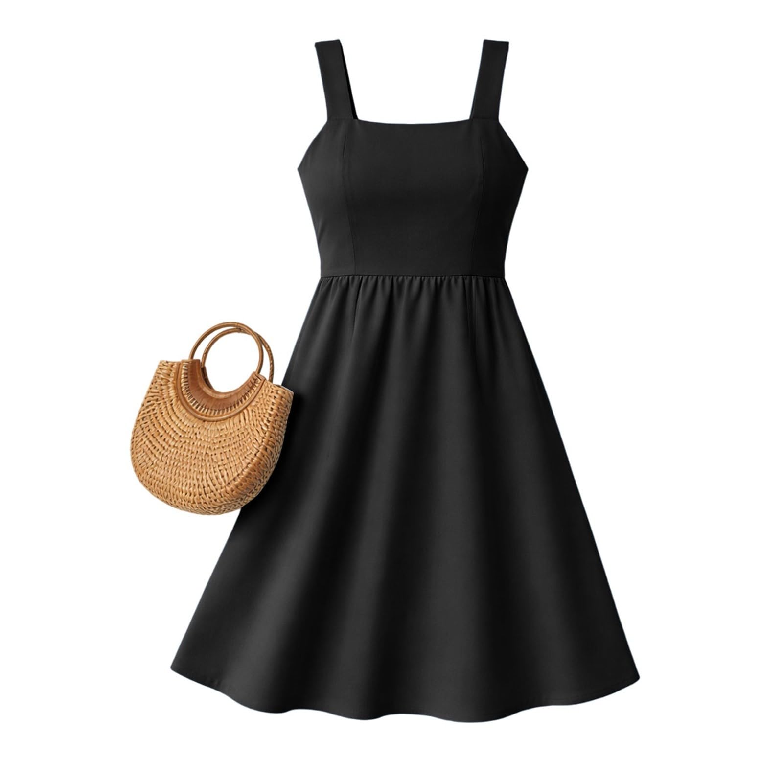Vestito Donna Estivo con Reggiseno Incorporato Elegante Tinta Unita Senza Maniche Casual Abiti Elastica Linea A Abito da Spiaggia Donne Mare Prendisole Vestito Leggero Copricostume Summer Dress