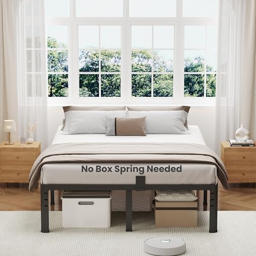 Image of NKZ 18 Inch Metal Platform Bed Frame, King Size Bed Frame with Round Corner Legs, 3,500 lbs Heavy Duty Steel Slats Support, No Box Spring Needed, Easy Assembly, Noise Free