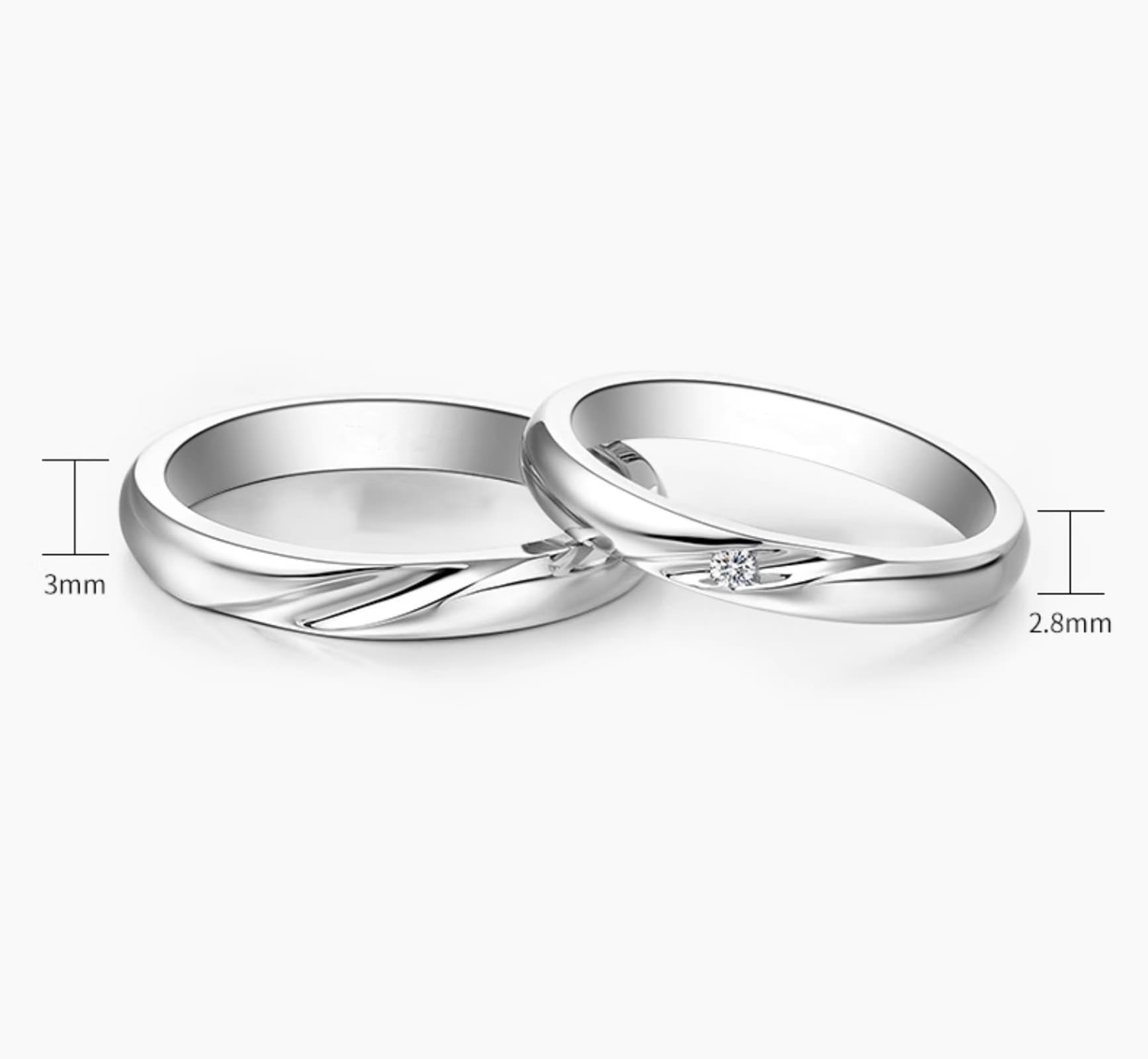 Wycian Anillos Boda Hombre Anillos Mujer Plata Oro Blanco de 14 Quilates Polaco Talla 20 Sólido No Chapado Moda para Hermana Cumpleaños Joyas