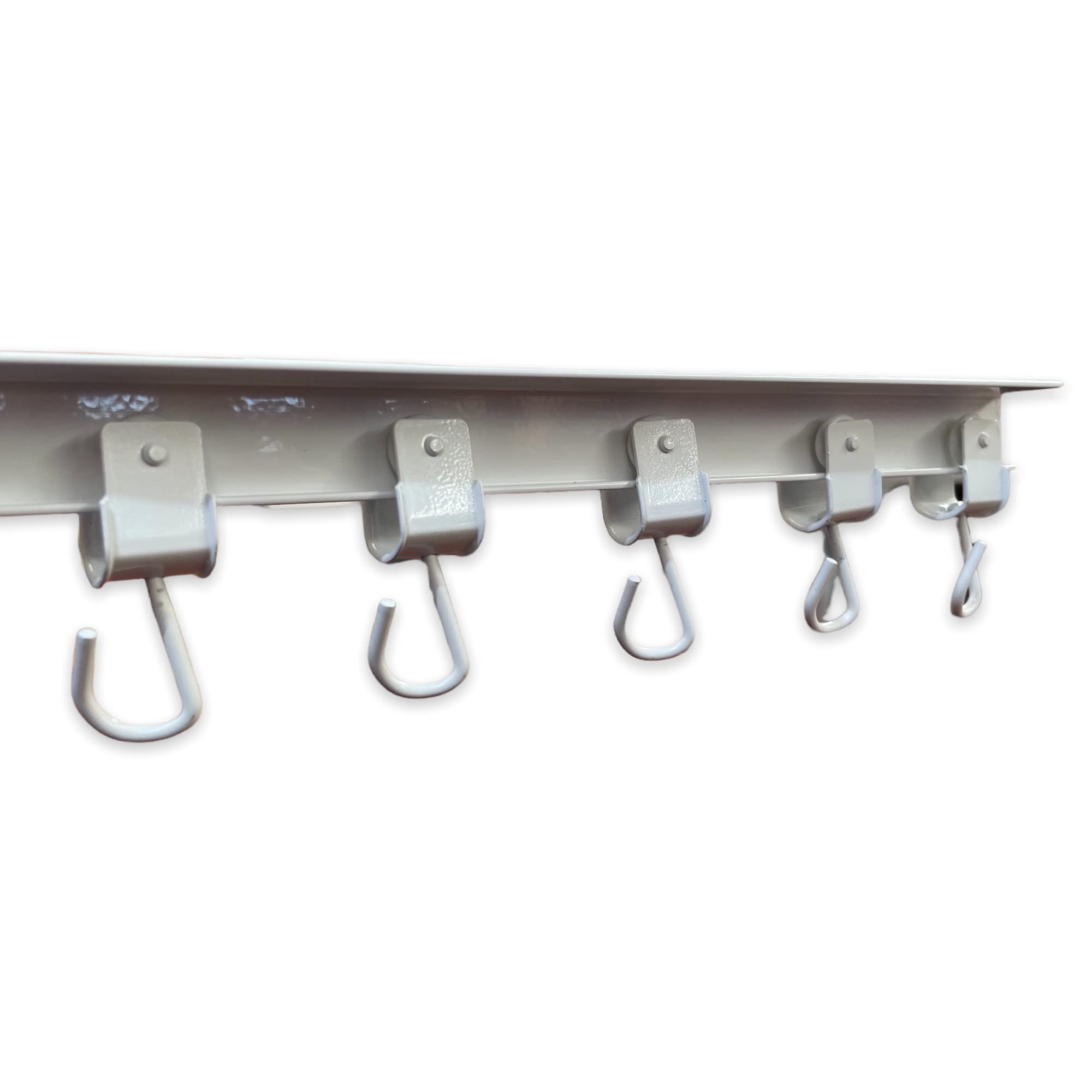 Teletoldo Kit Riel de Aluminio para Cortina Exterior (2,00 m) + 9 Poleas | Montaje a Techo | Blanco Lacado | Ideal para Toldos, Porches y Pérgolas