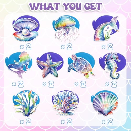 Image of 40Pcs Mermaid Hanging Swirl Decorations, Watercolor Mermaid Birthday Party Ceiling Hanging Swirls Mermaids Foil Swirls Streamers for Mermaids Themed Birthday Summer Ocean Party Decor Supplies
