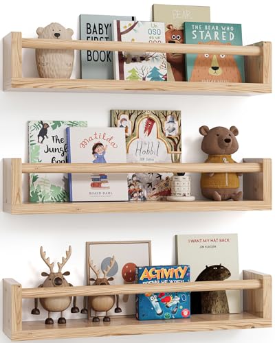 La Mejor Recopilación de Accesorios para baldas que puedes comprar esta semana. 46 G&W Gruwald Estantes para Libros de Guardería, Juego de 3, Estantería Colgante, Estantes para Libros de Pared para Dormitorio de Niños, Estante Flotante para Pared, Decoración...