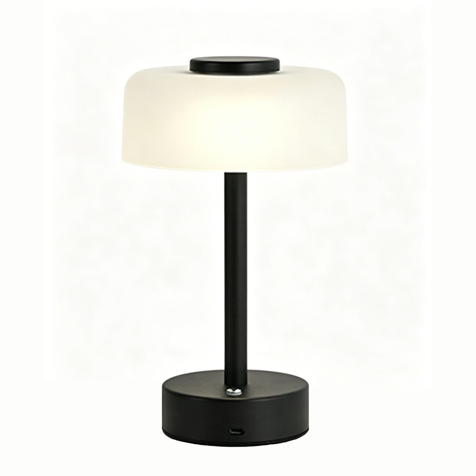 LAI HO Cordless Rechargeable Table Lamp,3000K Warm White,Touch Control Stepless Dimming, Wireless Night Light for Dining, Outdoor Camping, Coffee Shop, Water Repellent (Black B)