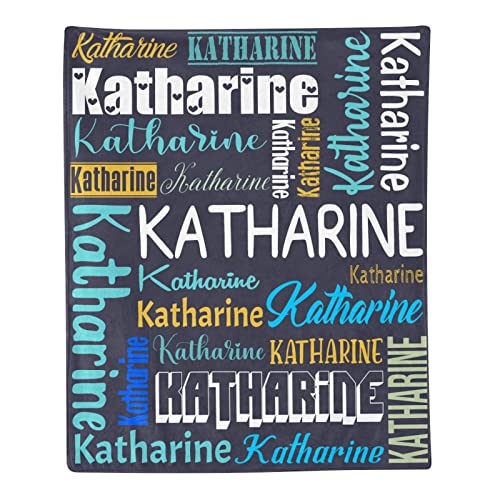 Personalized Blanket for Kids Adults Personalized Name Blanket Custom Blanket with Name Personalized Gifts for Christmas Birthday Valentines Day Mothers Fathers Day (Dark Gray&Colorful, 60"x80")