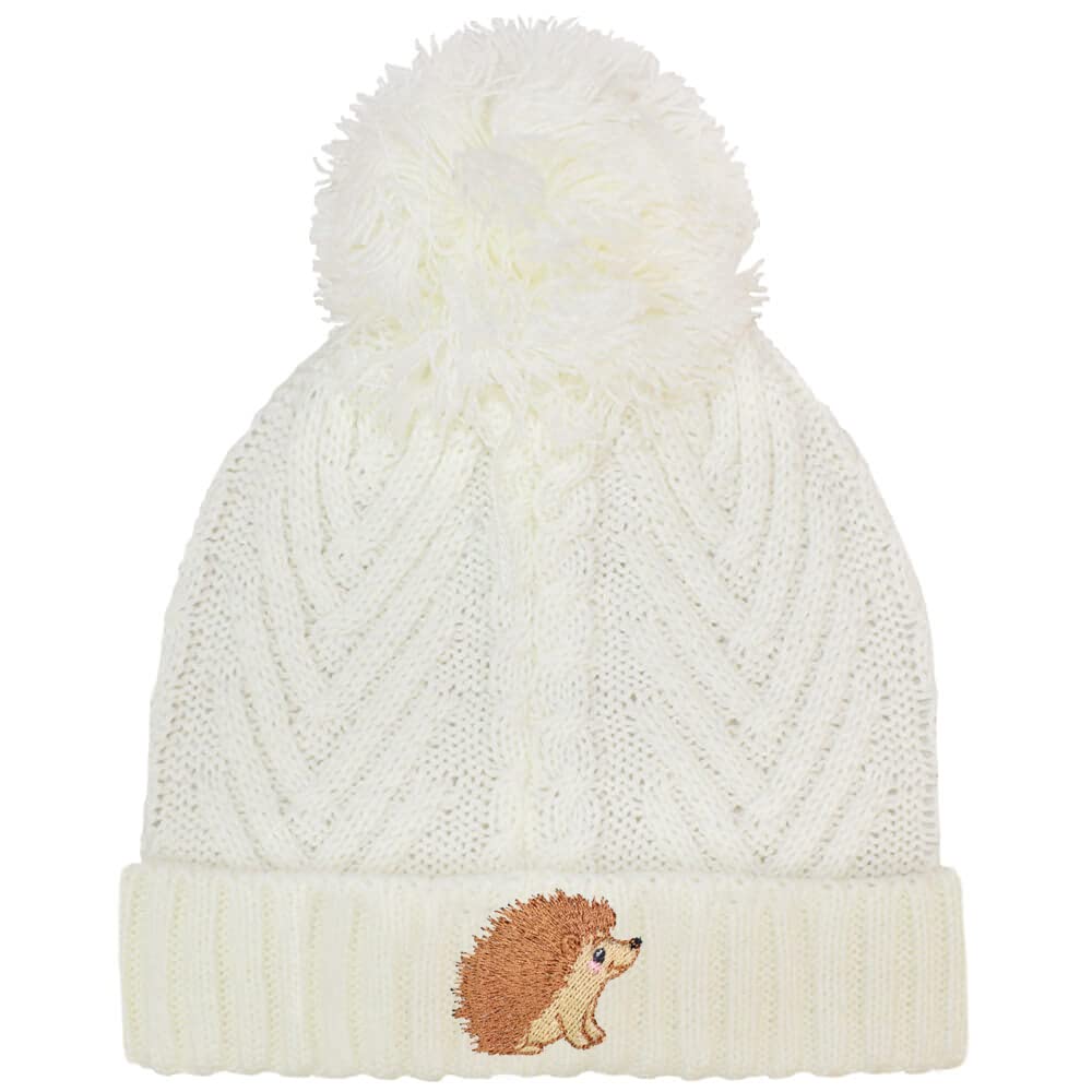 Teddyt's Cream Children's Hedgehog Soft Knit Cable Bobble Hat (2-5 Years) (Cream)