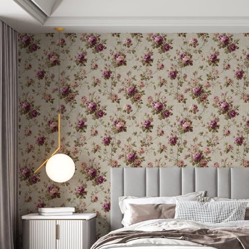 Image of PAPER PLANE DESIGN Vintage Floral Self Adhesive Wallpaper Peel & Stick, Waterproof, Stain-Proof & Self Adhesive Vinyl | Easy to Clean | 16 in X 90 in, Decor for Bedroom, Hallway, Living Room (A)