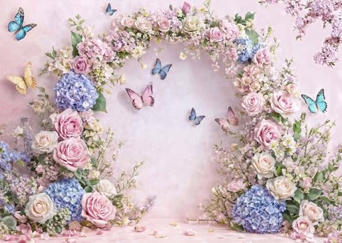 Fondo Fotográfico Mariposas y Flores 10x8ft miniatura 1