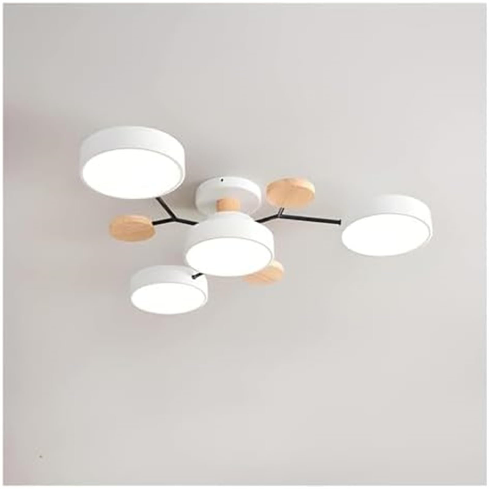 ZBELLO Ceiling Light, Modern Semi Flush Mount Ceiling Light,Nordic Wood Ceiling Light with Acrylic LED Shade,Acrylic, for Bedroom, Living Room, Kitchen（Requires Assembly） (White-Warm Light,4 Heads)