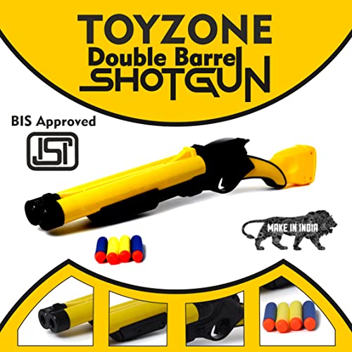 Image of Toyzone Batman Double Barrel Shotgun-58786 | Foam Blaster Double Barrel l Gun | Safe and Long Range | Lock & Load Pump Action | 5-Play Shotgun Shells with Gun | Shotgun Boomstick | Pull & Action Pro-Shot | For Kids, Teens