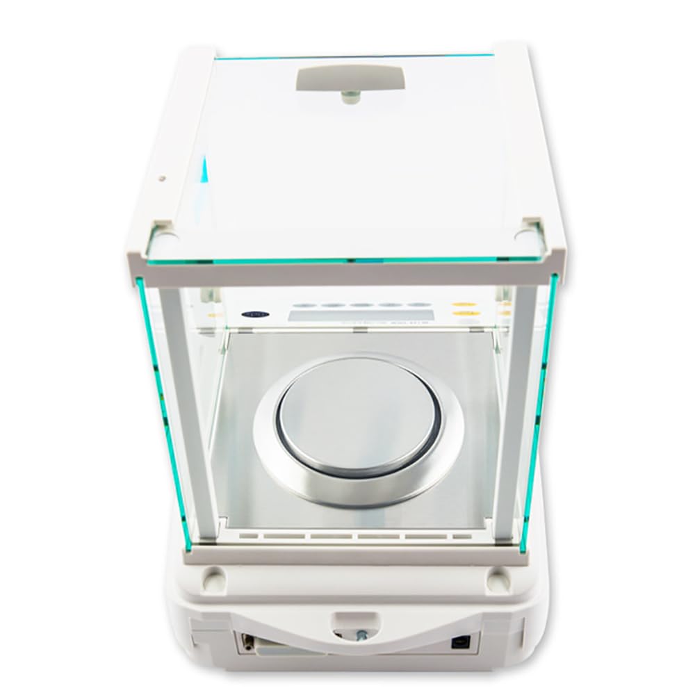 Balanza Analítica Electrónica, Báscula De Precisión De Laboratorio De 0,001 G con Parabrisas, Calibración Externa Automática, Pantalla LCD/Interfaz RS-232C, para Joyería, Polvos