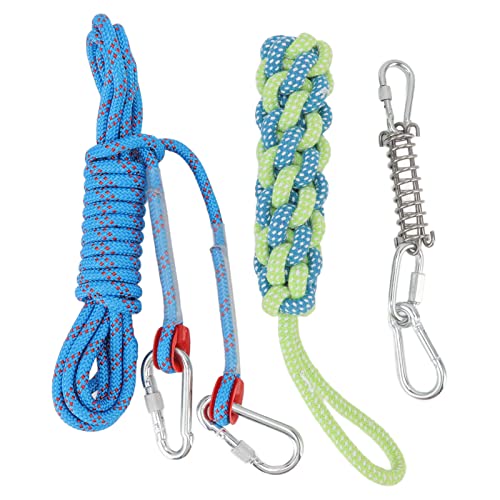 Dog Spring Pole Rope Toy Muscle Builder Interactive Dog Hanging Rope Toy for Small Medium Large Dogs Outdoor Yard Stainless Steel Rod